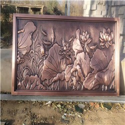 荷花景觀銅浮雕