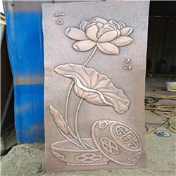 荷花銅浮雕